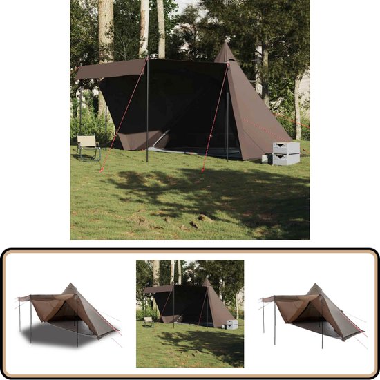 vidaXL Tipitent - 6-persoons - Waterdicht - Bruin Kampeerten - Tipi Tent - Familie Tent - Tent 6 Persoons - Waterdichte Tent van Vidaxl