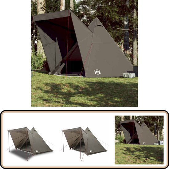 vidaXL Tipitent - 6-persoons - Waterdicht - Bruin Kampeertent - Tipi Tent - Familietent - Bruine Tent - Waterdichte Tent van Vidaxl