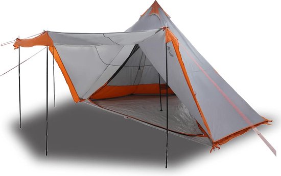 vidaXL - Tipitent - 6-persoons - waterdicht - grijs - en - oranje van VidaXL