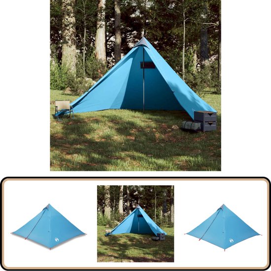 vidaXL Tipitent - 7-Persoons - Waterdicht - Blauw Kampeeruitrusting - Tipitent - Familietent - Campingtent - Waterdichte Tent van Vidaxl