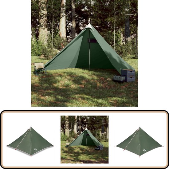 vidaXL Tipitent 7-persoons waterdicht groen Kampeeruitrusting - Tipitent - Familietent - Campingtent - Waterdichte Tent van Vidaxl