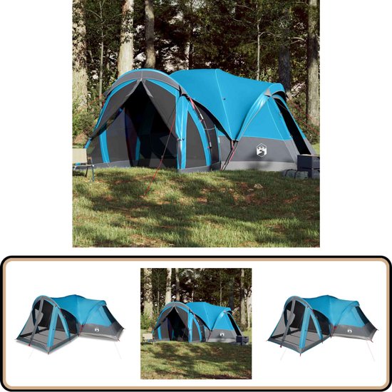 vidaXL Tipitent 8-persoons Waterdicht Blauw Familietent - Tipi Tent - Kampeertent - Campingtent - Watersdichte Tent van VidaXL