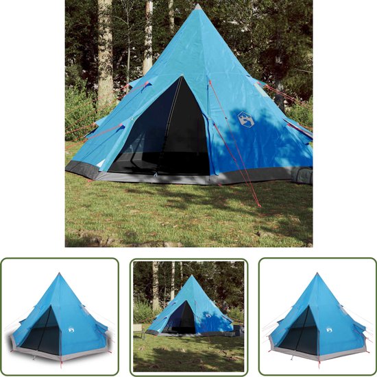 vidaXL Tipitent - Kampeertent - Tipitent 4-persoons waterdicht blauw - Familietent - Outdoor - Camping van Merkloos