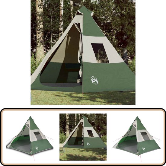 vidaXL Tipitent - Waterdicht - 7 Personen - Groen Tipitent - Tent - Campingtent - Outdoor - Vakantie van Vidaxl