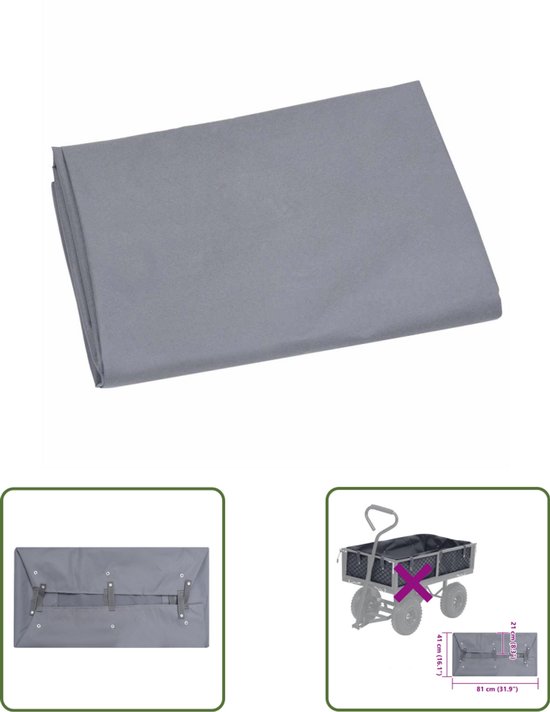 vidaXL Tuinaccessoires - Tuinwagenhoes - Tuinwagenvoering 81x41x21 cm stof donkergrijs - Grijs - Polyester - Tuinonderhoud van Merkloos