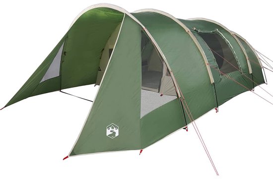 vidaXL - Tunnel - Tent - 5-Persoon - met - dak - Groen - en - Wit - 805 - x - 405 - x - 211 - cm