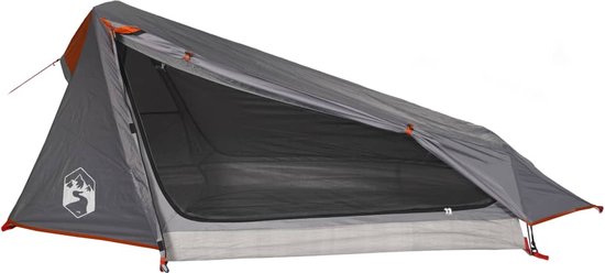 vidaXL - Tunneltent - 1-persoons - waterdicht - grijs - en - oranje van VidaXL