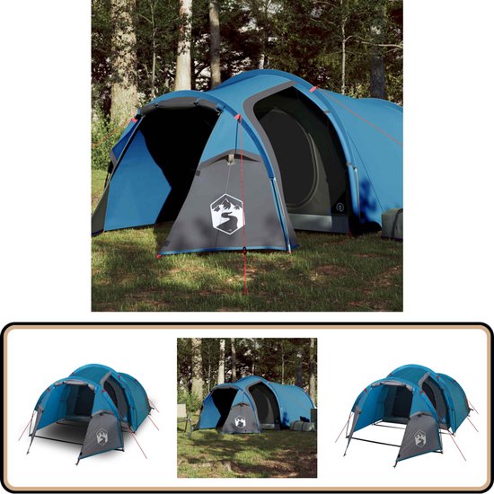 vidaXL Tunneltent - 2-Persoons - Waterdicht - Blauw Kampeerten - Tunneltent - Tweepersoons Tent - Campingtent - Waterproof Tent van VidaXL