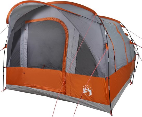 vidaXL - Tunneltent - 3-persoons - waterdicht - grijs - en - oranje van VidaXL