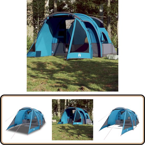vidaXL Tunneltent 4-persoons waterdicht blauw Tunneltent - Kampeertent - Campingtent - Vier Persoons Tent - Tent Blauwe Kleur van Vidaxl