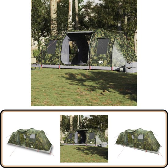 vidaXL Tunneltent - 4-persoons - Waterdicht - Camouflage Kampeer Tent - Tunneltent - 4 Persoons Tent - Waterdichte Tent - Camping Tent van Vidaxl