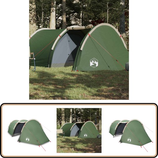 vidaXL Tunneltent - 4-persoons - Waterdicht - Groen Kampeeruitrusting - Campingtent - Tunneltent - 4 Persoons Tent - Waterdicht Tent van Vidaxl