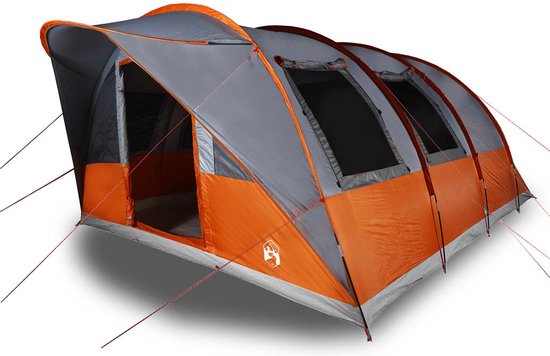 vidaXL - Tunneltent - 5-persoons - waterdicht - grijs - en - oranje van vidaXL