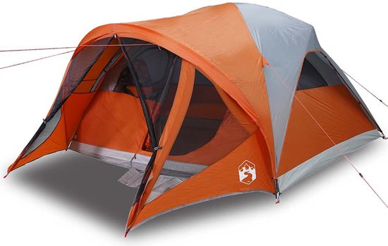 vidaXL - Tunneltent - 6-persoons - waterdicht - grijs - en - oranje van VidaXL