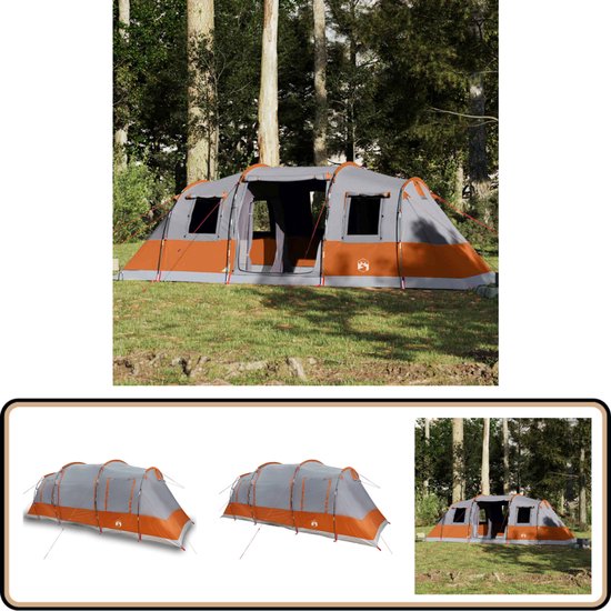 vidaXL Tunneltent 6-persoons waterdicht grijs Familietent - Tunneltent - Campingtent - Outdoor - Caravan Accessoires van VidaXL