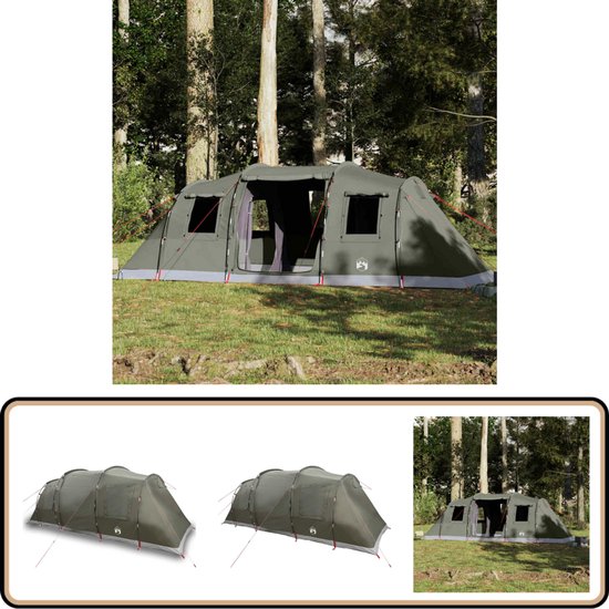 vidaXL Tunneltent - 6-persoons - Waterdicht - Olijfgroen Familietent - Tunneltent - Campingtent - Buitenleven - Kampeerspullen van Vidaxl