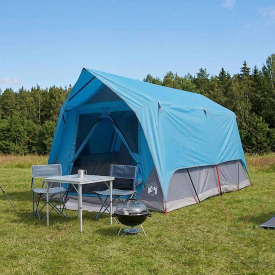 vidaXL - Tunneltent - 8-persoons - Blauw - Polyester - en - Staal
