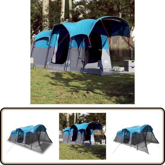 vidaXL Tunneltent 8-persoons Blauw Waterdicht Kampeertentoonstelling - Familietent - Gezinstent - Tunneltent - Waterslot van Vidaxl