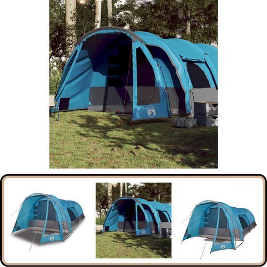 vidaXL Tunneltent - 8-persoons - Waterdicht - Blauw Familietent - Tunneltent - Campingtent - Kampertent - Buitentent van Vidaxl