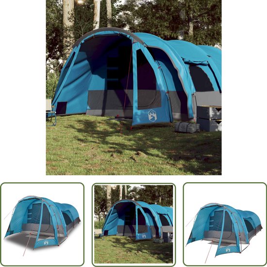vidaXL Tunneltent - Familietent - Tunneltent voor gezin 8-persoons waterdicht blauw - Campingtent - Grote Tent - Acht Persoons Tent van Merkloos
