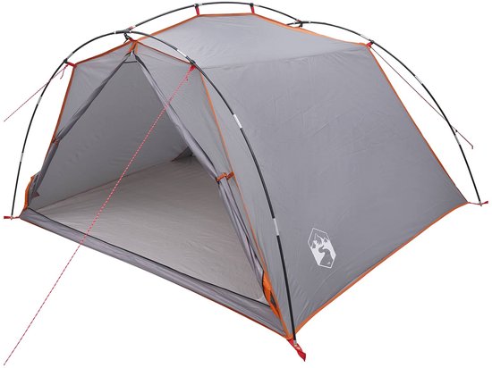 vidaXL - Tunneltent - Grijs - en - Oranje - 4-persoons