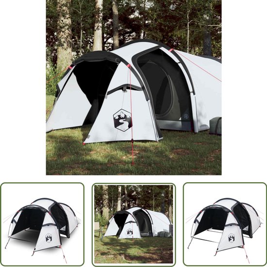 vidaXL Tunneltent - Kampeer Tent - Tunneltent 3-persoons waterdicht verduisterend stof wit - 3 Persoons Tent - Camping Tent - Waterproof Tent van Merkloos