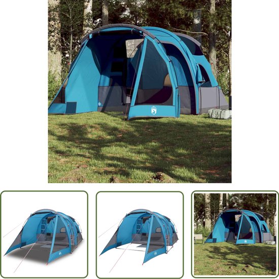 vidaXL Tunneltent - Kampeer Tent - Tunneltent 4-persoons waterdicht blauw - Vier Persoons Tent - Blauwe Tent - Waterdicht Tent van Merkloos