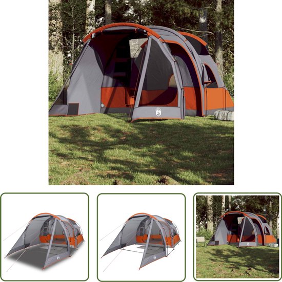 vidaXL Tunneltent - Kampeer Tent - Tunneltent 4-persoons waterdicht grijs - Vier Persoons Tent - Waterdichte Tent - Reis Tent van Merkloos
