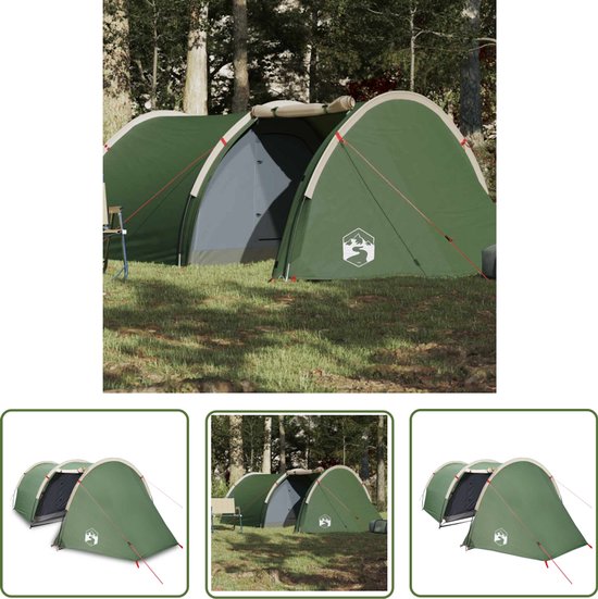 vidaXL Tunneltent - Kampeer Tent - Tunneltent 4-persoons waterdicht groen - Campingtent - Groene Tent - 4 Persoons Tent van Vidaxl