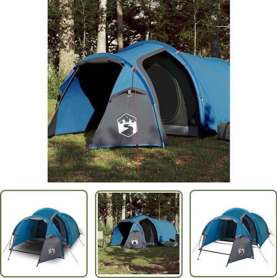 vidaXL Tunneltent - Kampeerten - Tunneltent 2-persoons waterdicht blauw - Tweepersoons Tent - Campingtent - Blauwe Tent van Merkloos