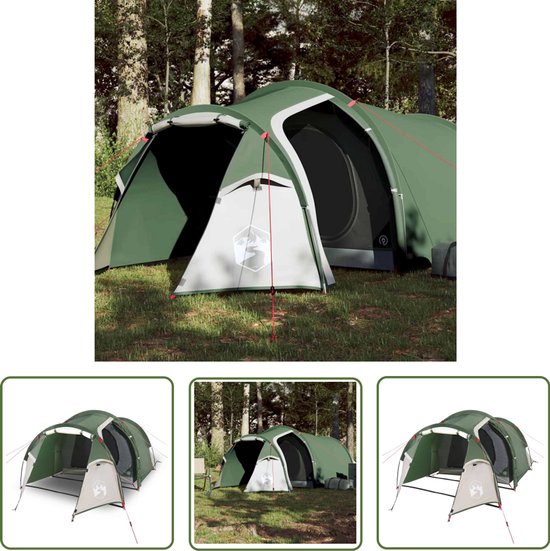 vidaXL Tunneltent - Kampeerten - Tunneltent 3-persoons waterdicht groen - Campingtent - Groene Tent - 3 Persoons Tent van Merkloos