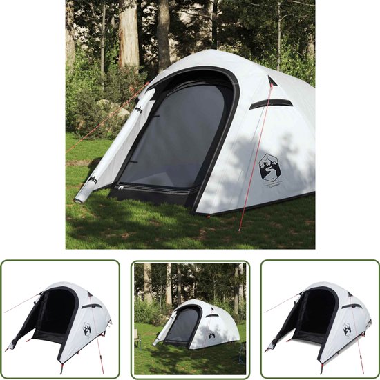 vidaXL Tunneltent - Kampeerten - Tunneltent 3-persoons waterdicht verduisterend stof wit - 3 Persoons Tent - Campingtent - Caravan Accessoire van VidaXL