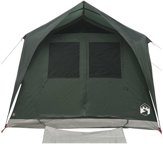 vidaXL - Tunneltent - met - dak - Legergroen - 10-persoons - Polyester - en - Staal