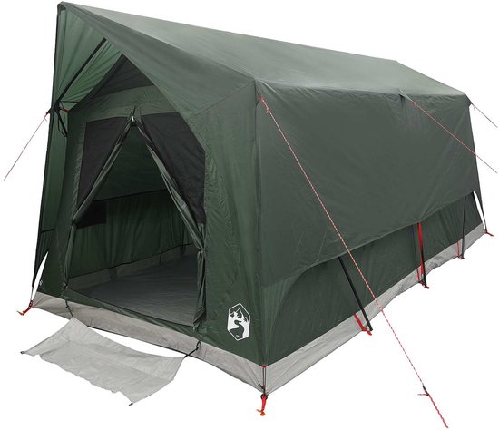 vidaXL - Tunneltent - met - dak - Legergroen - 8-persoons - Polyester - en - Staal