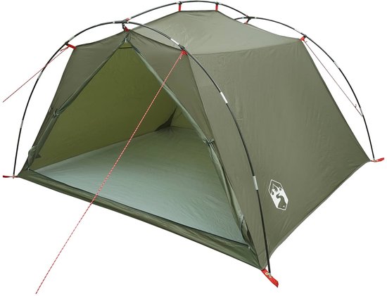 vidaXL - Tunneltent - Olijfgroen - 4-persoons - 185T - Polyester - met - PU - Coating