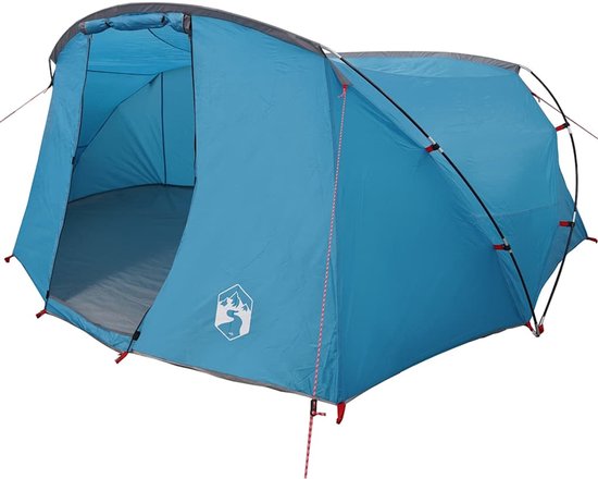 vidaXL - Tunneltent - voor - 4 - Personen - 4-persoons - Blauw - en - Grijs