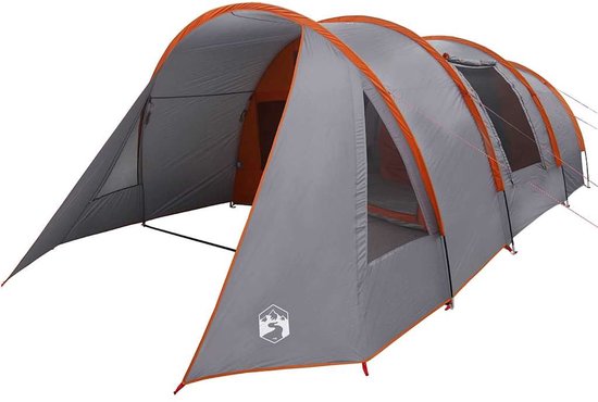 vidaXL - Tunneltent - voor - 4 - Personen - Grijs - en - Oranje - 778 - x - 356 - x - 210 - cm van Merkloos