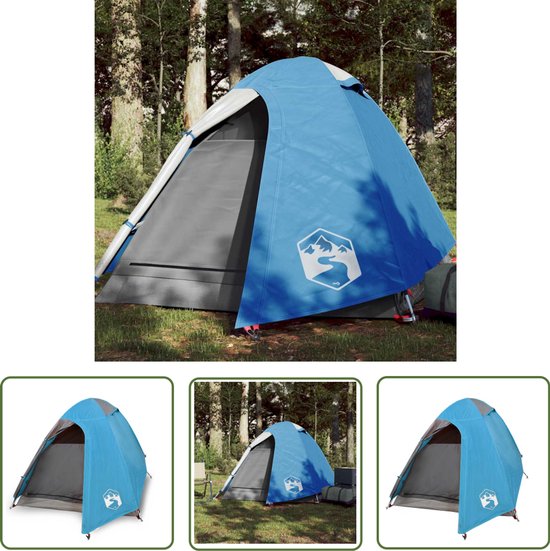 vidaXL Tweepersoons Tent - Kampeer Tent - Koepeltent 2-persoons waterdicht blauw - Compacte Tent - Waterdichte Tent - Blauwe Tent van Merkloos