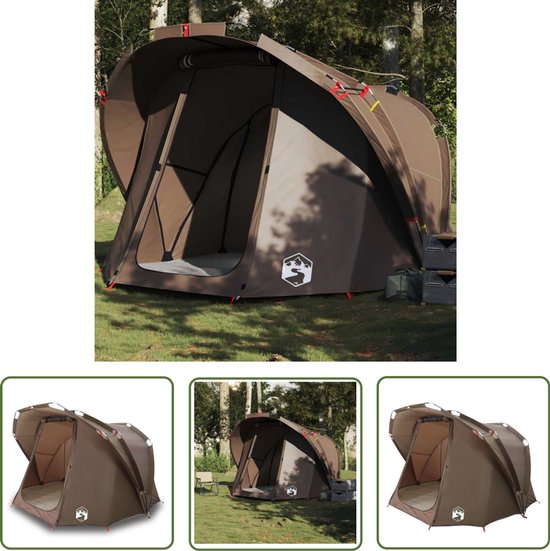 vidaXL Vissendetent - Vis Tent - Vistent 4-persoons waterdicht bruin - Campingtent - Buitententen - Watersport Tent van Vidaxl