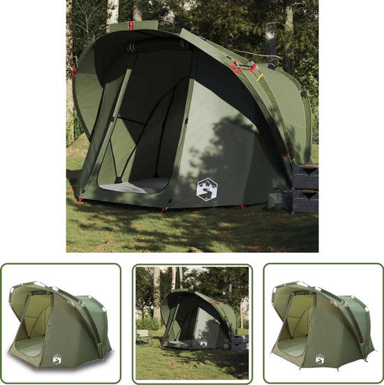 vidaXL Vissendetent - Vis Tent - Vistent 4-persoons waterdicht olijfgroen - Campingtent - Buitententen - Watersport Tent van Merkloos