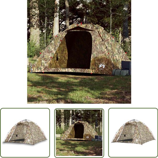 vidaXL Vissers Tent - Kampeer Tent - Tent 4-persoons snelontgrendeling camouflage - Vier Persoons Tent - Snelle Opstelling Tent - Waterdichte Tent van VidaXL