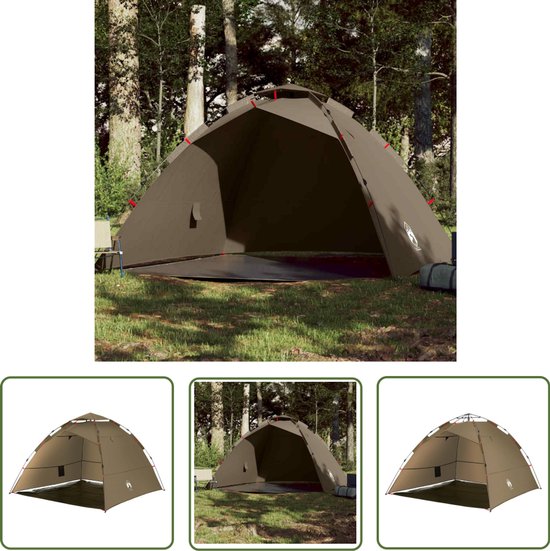 vidaXL Visvijvertent - Kampeertentoonstellen - Vistent 4-persoons snelontgrendeling olijfgroen - Campingtenten - Bivakzak - Slaapmatras van Vidaxl