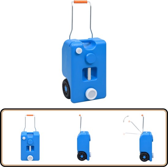 vidaXL Watertank op wielen 25L - Blauw Watertank - Wateropslag - Caravan Accessoires - Camper Accessoires - Buitenaansluiting van Merkloos