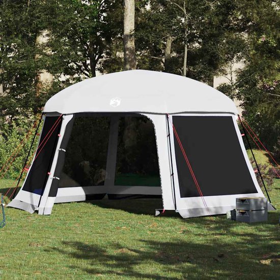 vidaXL - Zwembadtent - met - uitneembare - buiten- - gaaswanden - 512x458 - cm - grijs van Merkloos