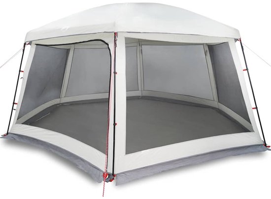 vidaXL - Zwembadtent - met - uitneembare - buiten- - gaaswanden - 618x532 - cm - grijs van Merkloos