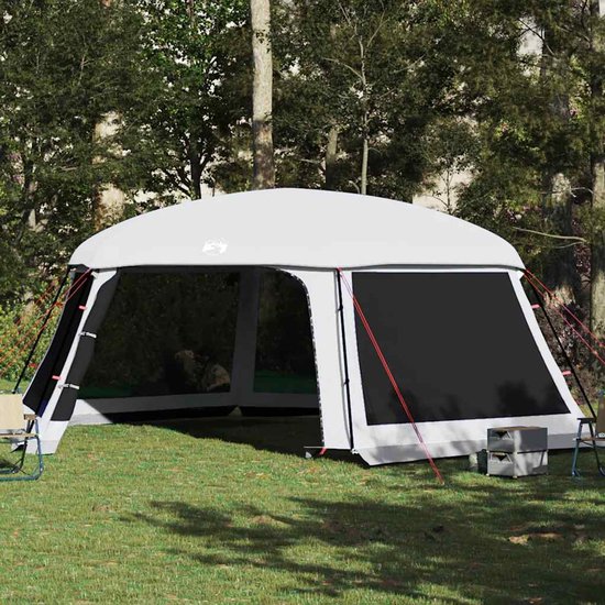 vidaXL - Zwembadtent - met - uitneembare - buiten- - gaaswanden - 670x590 - cm - grijs van Merkloos