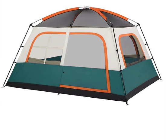 VIEMAE Tent - Kampeertent - Familietent - Tent 4 personen - Inclusief opbergtas, luifel & accessoires - 320x210x180cm - Groen