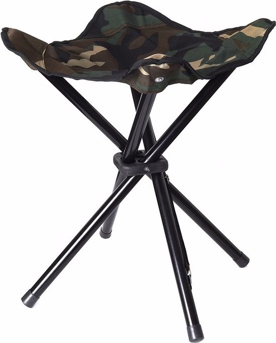 Vier poots opvouwbaar krukje camouflage leger groen 42 cm - Campingstoel - Visserskrukje van Scapebbq