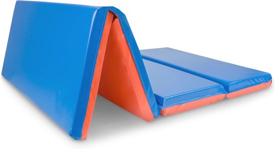 Vier-vouwmat voor kinderen en volwassenen - Comfortabele slaapmat - Blauw/Rood - 121 x 61 x 5 cm van Merkloos