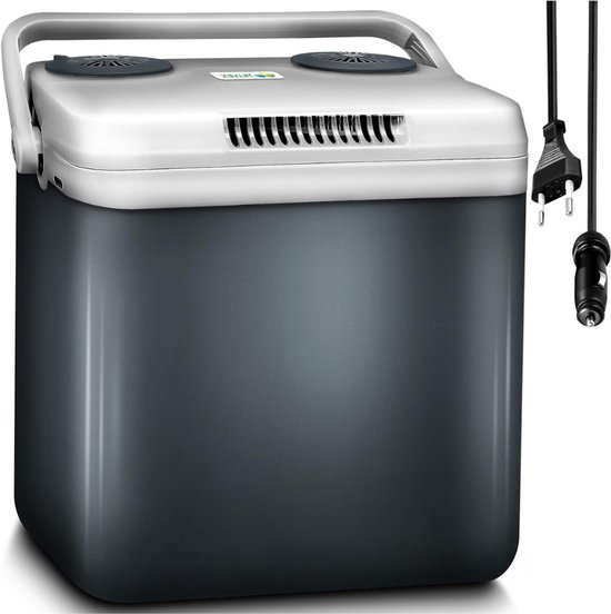 VIN® Elektrische Koelbox - 32 Liter Koelbox Elektrisch 12V 230 Volt - Koelbox Auto - Coolbox Met Verwarmingsfunctie en Lichtgewicht - Koelt & Verwarmt – Mini Koelkast – Grijs